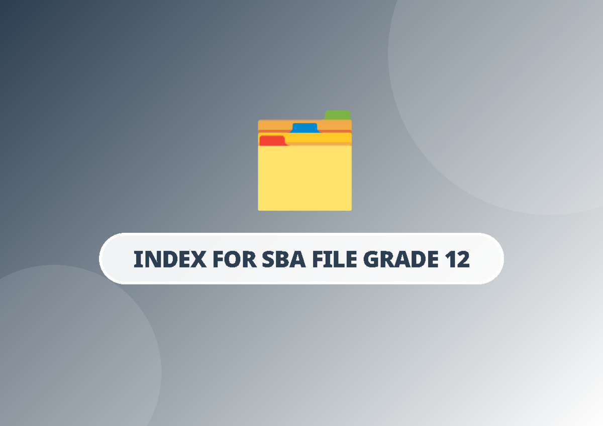 SBA Dividers for Grade 12: Updated Assessment Tools 2026 - Studocu