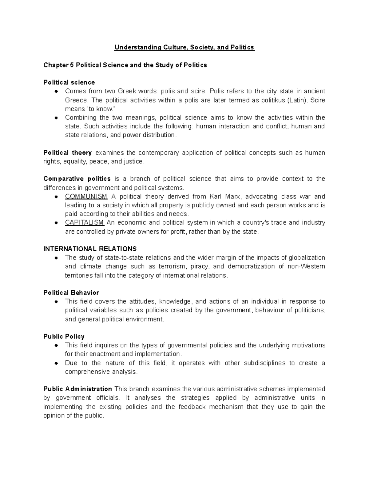 UCSP 5: Political Science Concepts and Theories Review Notes - Studocu