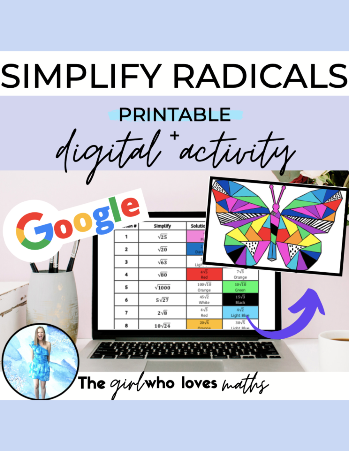 Simplifying Radicals Coloring Activity for Google Slides - Printable ...