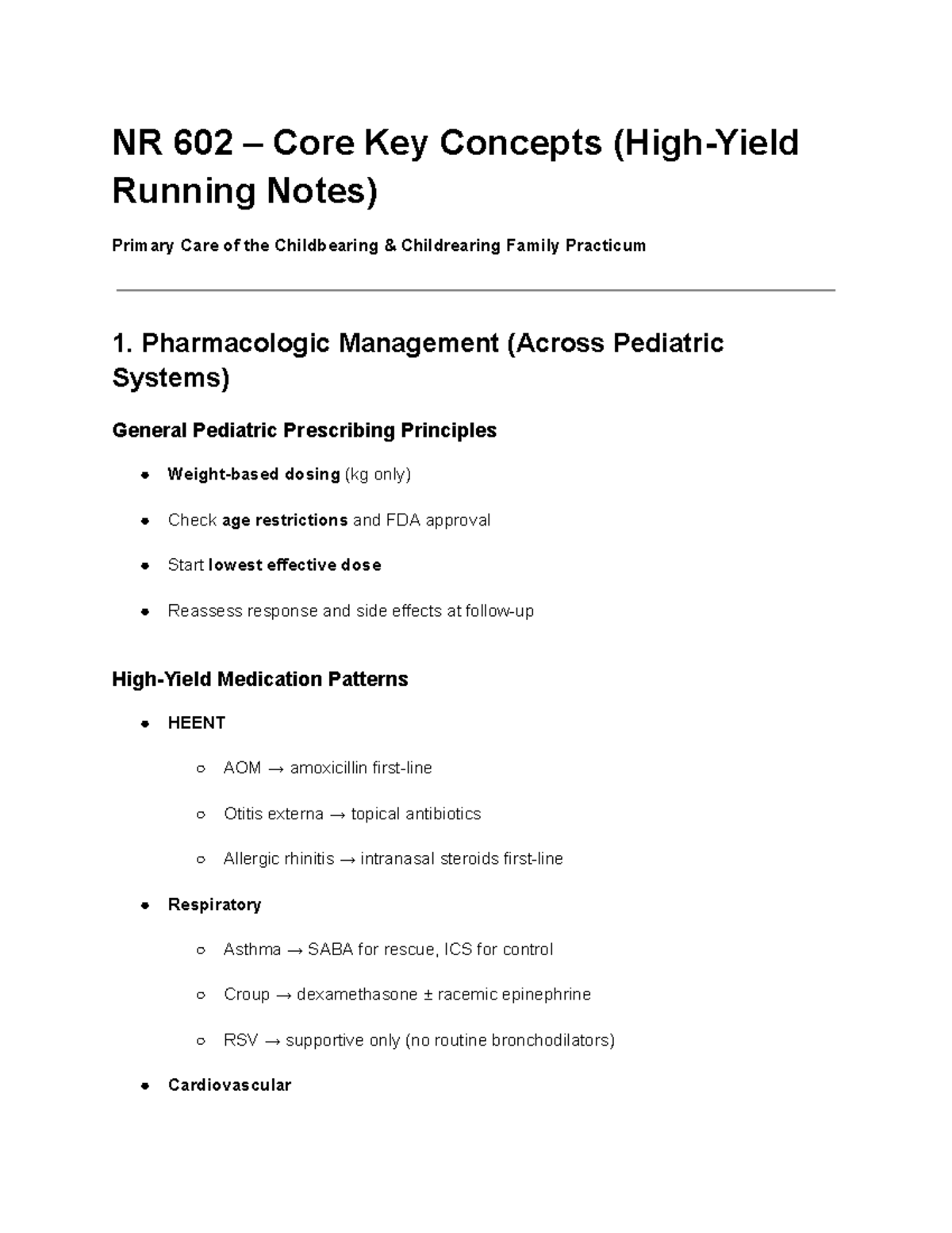 NR 602 – Core Key Concepts: High-Yield Running Notes on Pediatric Care ...