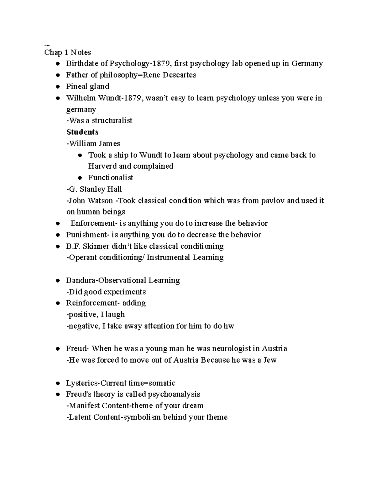 Psychology Notes - Chapter 1 Overview and Key Concepts - Studocu