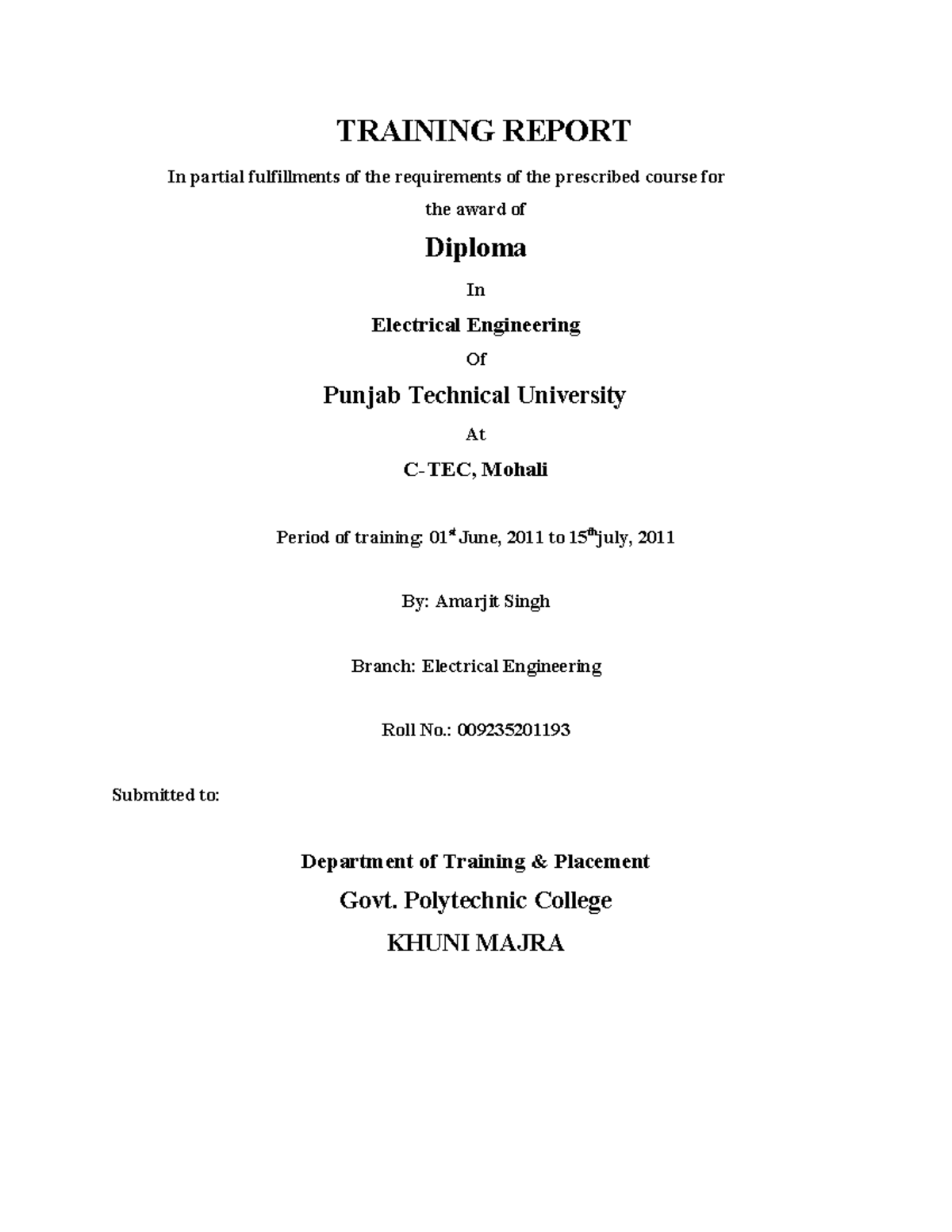Training Report on AutoCAD - Diploma in Electrical Engineering - Studocu