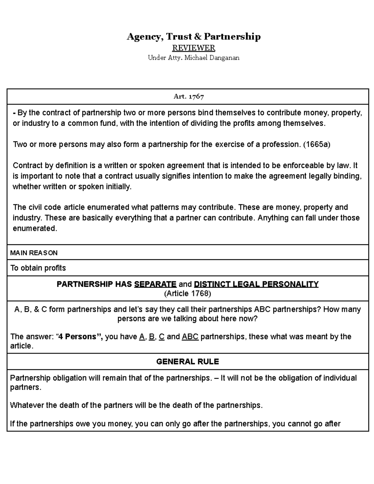 803381217-ATP Partnership and Agency Concepts Review Notes - Studocu