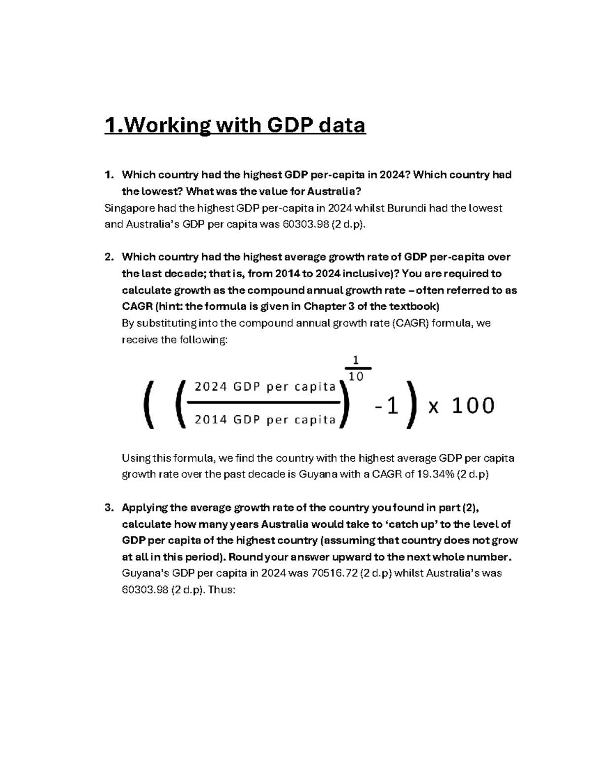 ECON2102 Problem Set 1: Analyzing GDP Trends and Growth Rates - Studocu