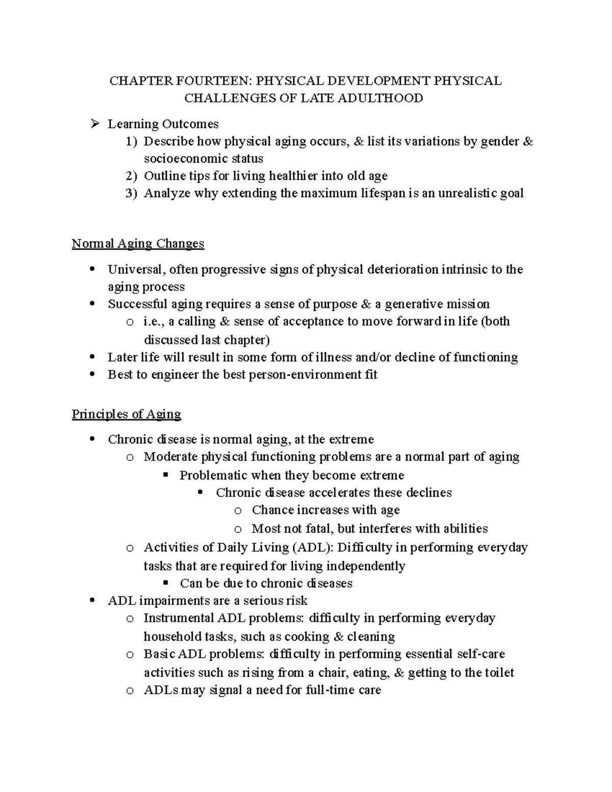 PSY 230 Ch. 14 Notes - CHAPTER FOURTEEN: PHYSICAL DEVELOPMENT PHYSICAL ...