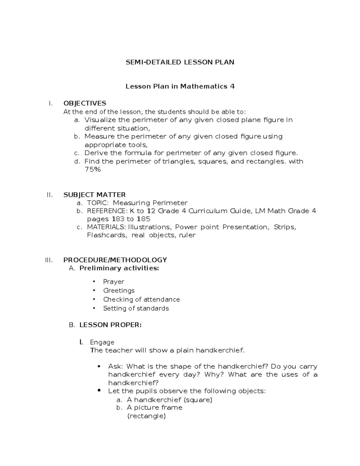 Activity 3 - SEMI-DETAILED LESSON PLAN Lesson Plan in Mathematics 4 I ...