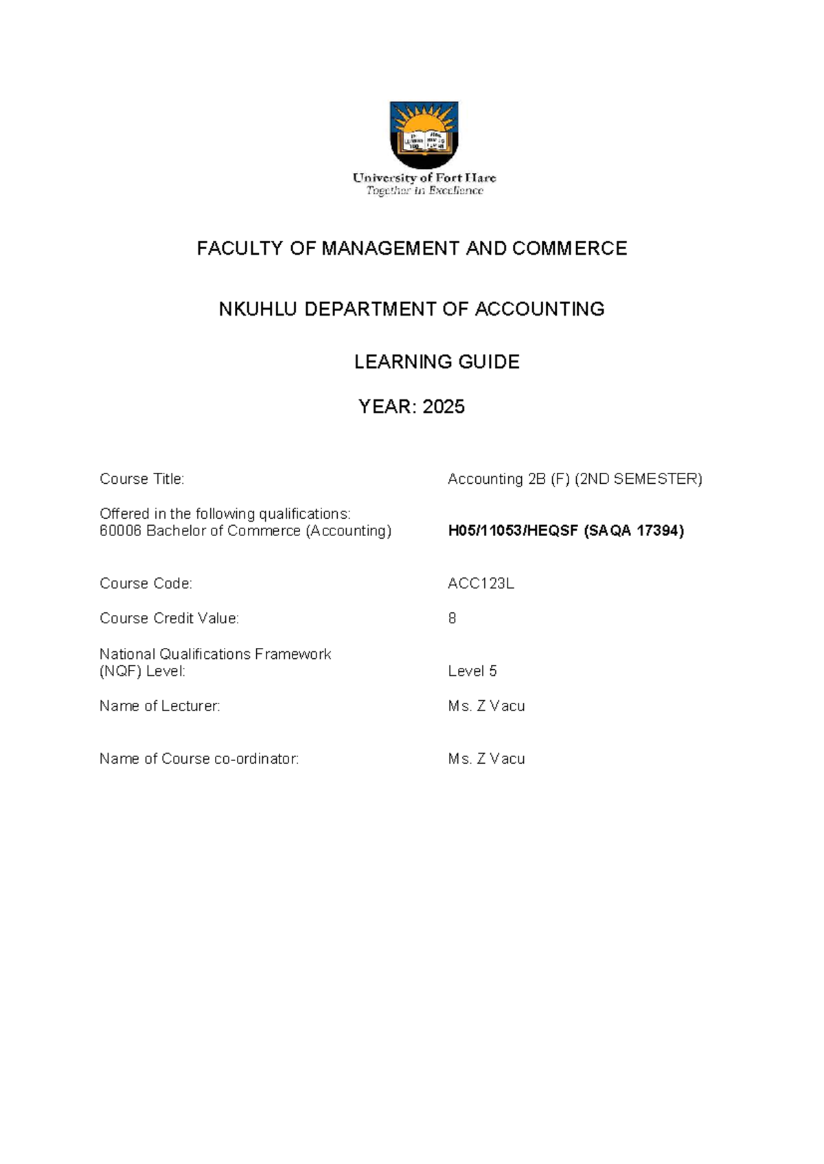 2025 ACC123L Accounting 2B Learning Guide for Students - Studocu