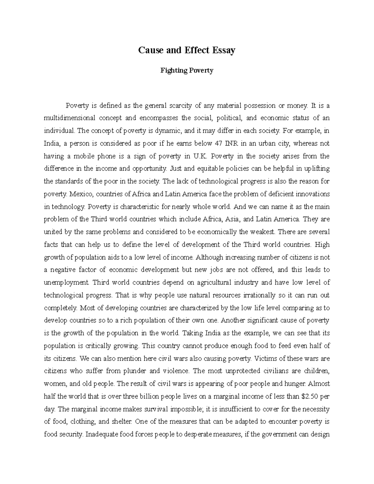ECS 302: Cause and Effect Essay on Fighting Poverty - Studocu