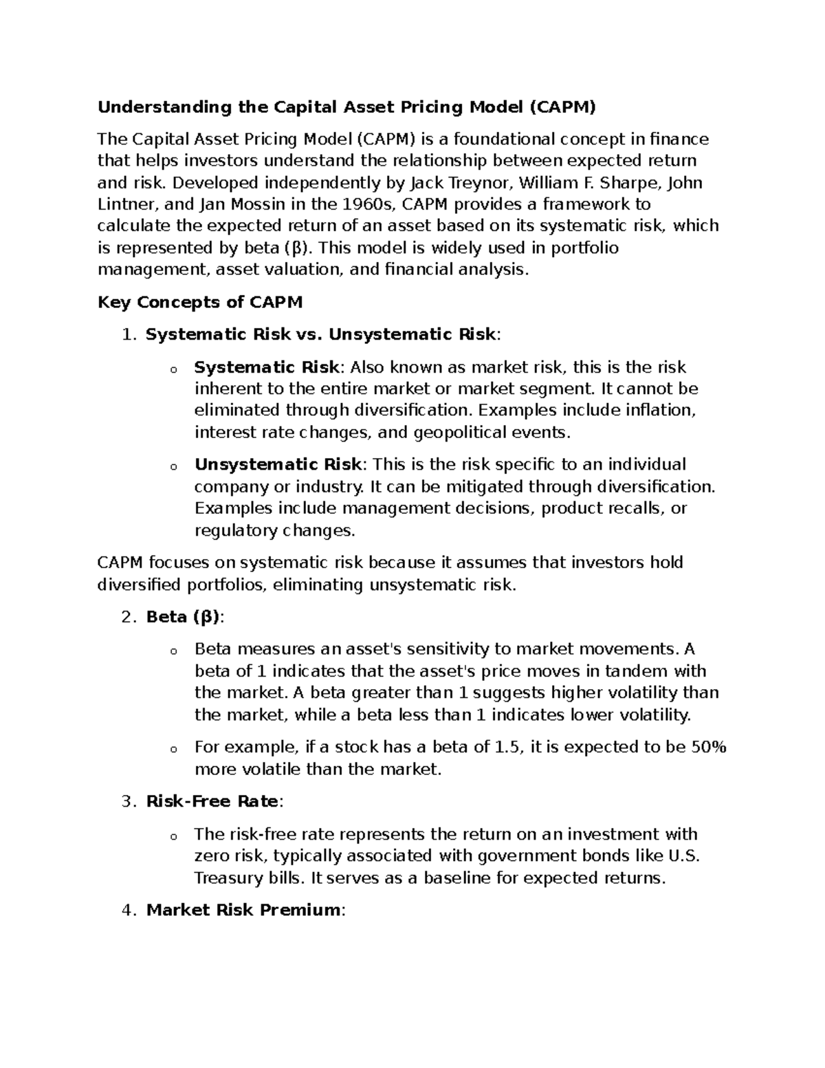 CAPM and Understanding Beta: A Comprehensive Guide to Finance Concepts ...