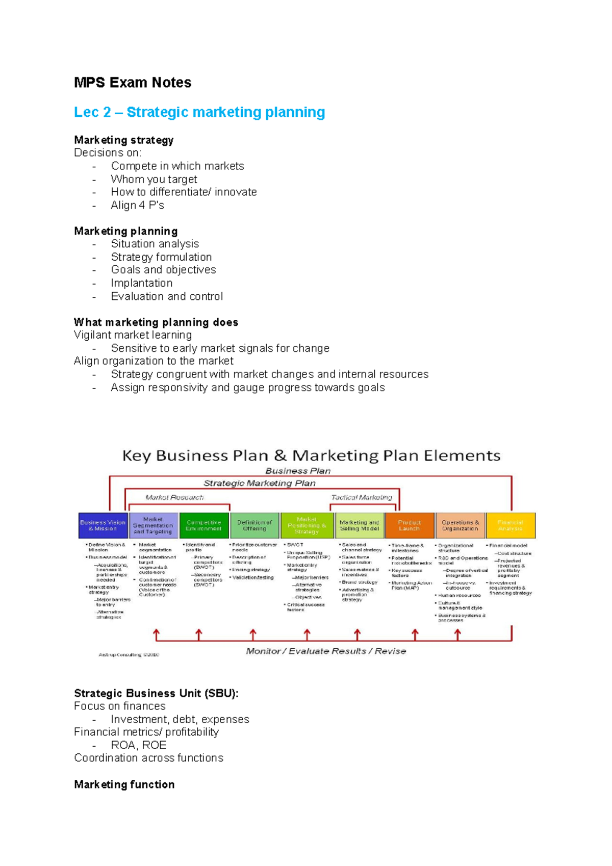 MPS Lecture Notes: Strategic Marketing Planning and Analysis - Studocu