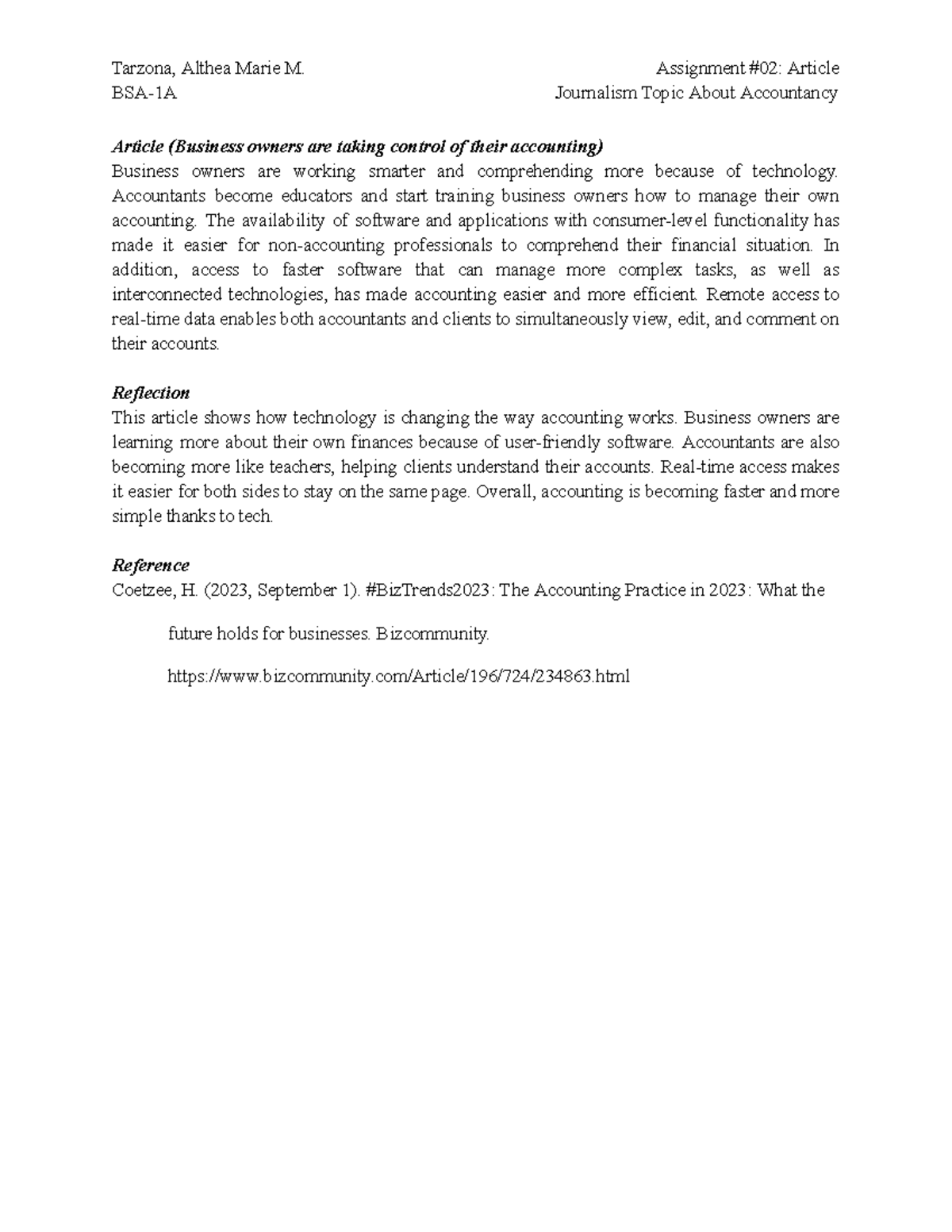 ACCT 101: The Impact of Technology on Accounting Practices - Studocu