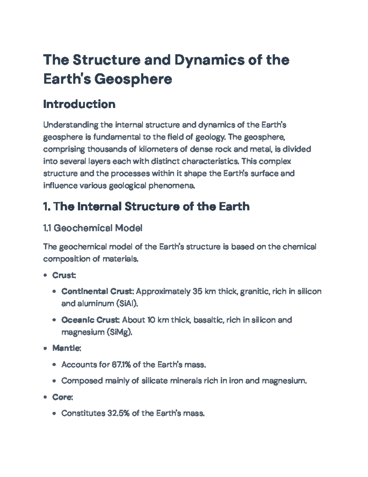 Understanding Earth's Geosphere: Structure and Dynamics Overview - The ...