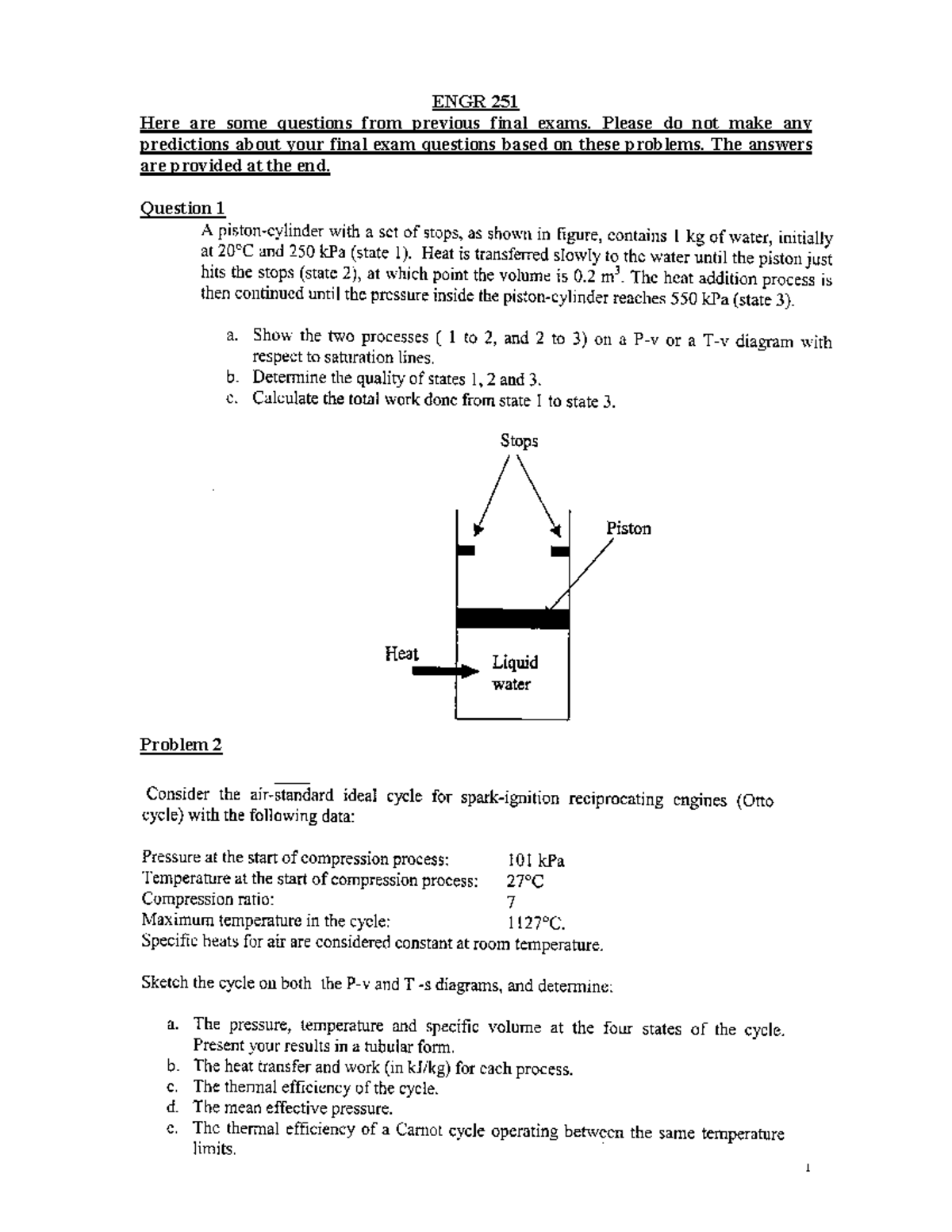 Engr 251 Sample Final Exam Practice Questions And Solutions Studocu