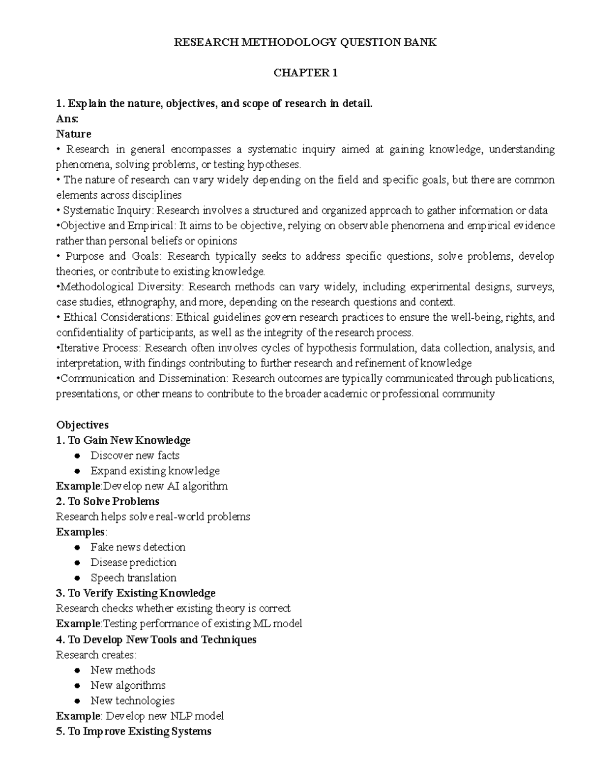 Research Methodology Question Bank: Chapter 1 Insights and Analysis ...