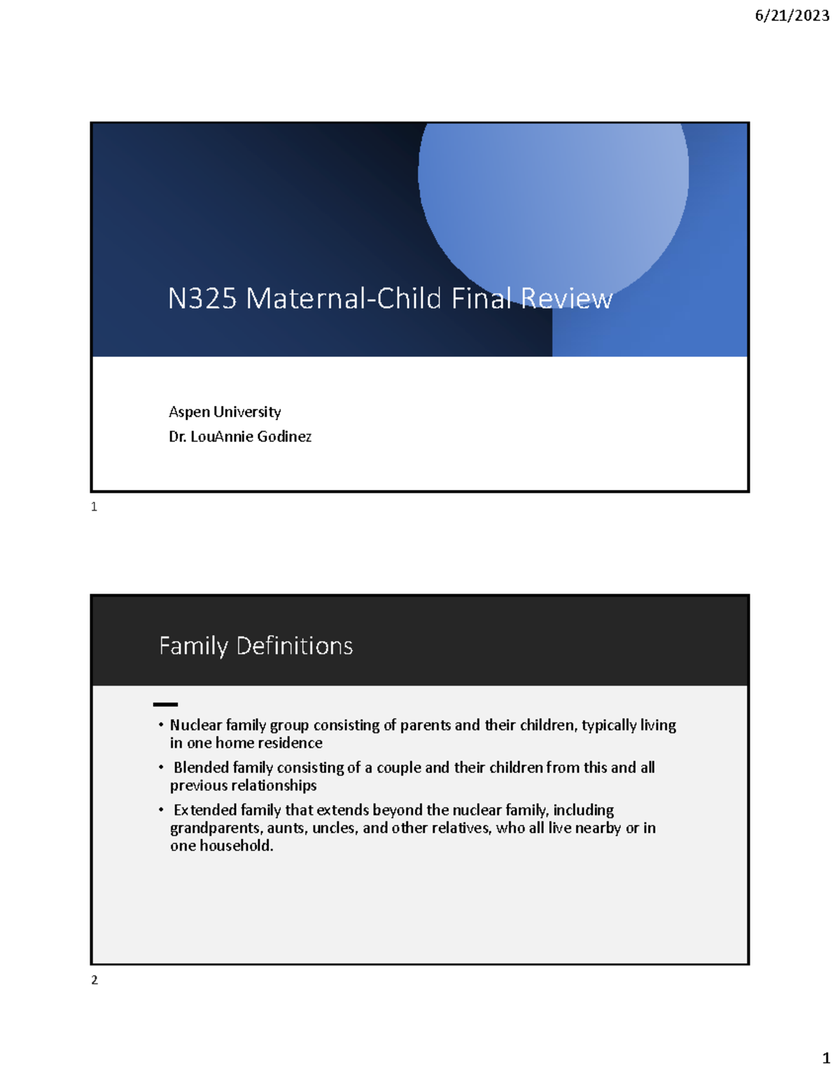 N325 Maternal-Child Final Exam Comprehensive Review - Studocu