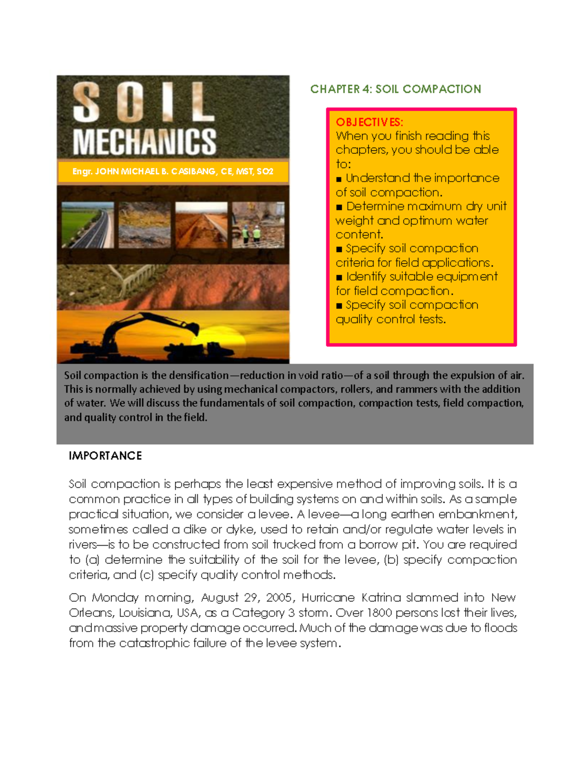 Lecture Notes SOIL+ Compaction in Geotechnical Engineering - Studocu
