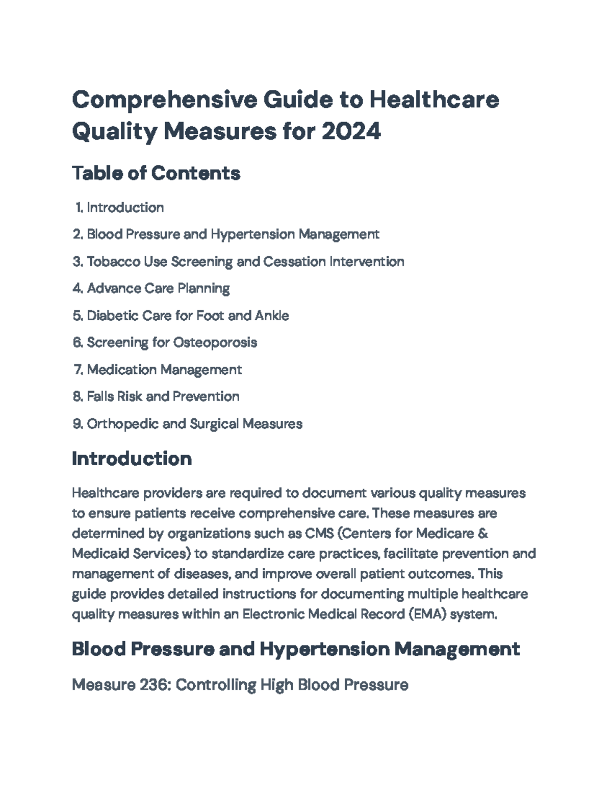 Quality Measures Documentation Guide for Healthcare 2024 ...