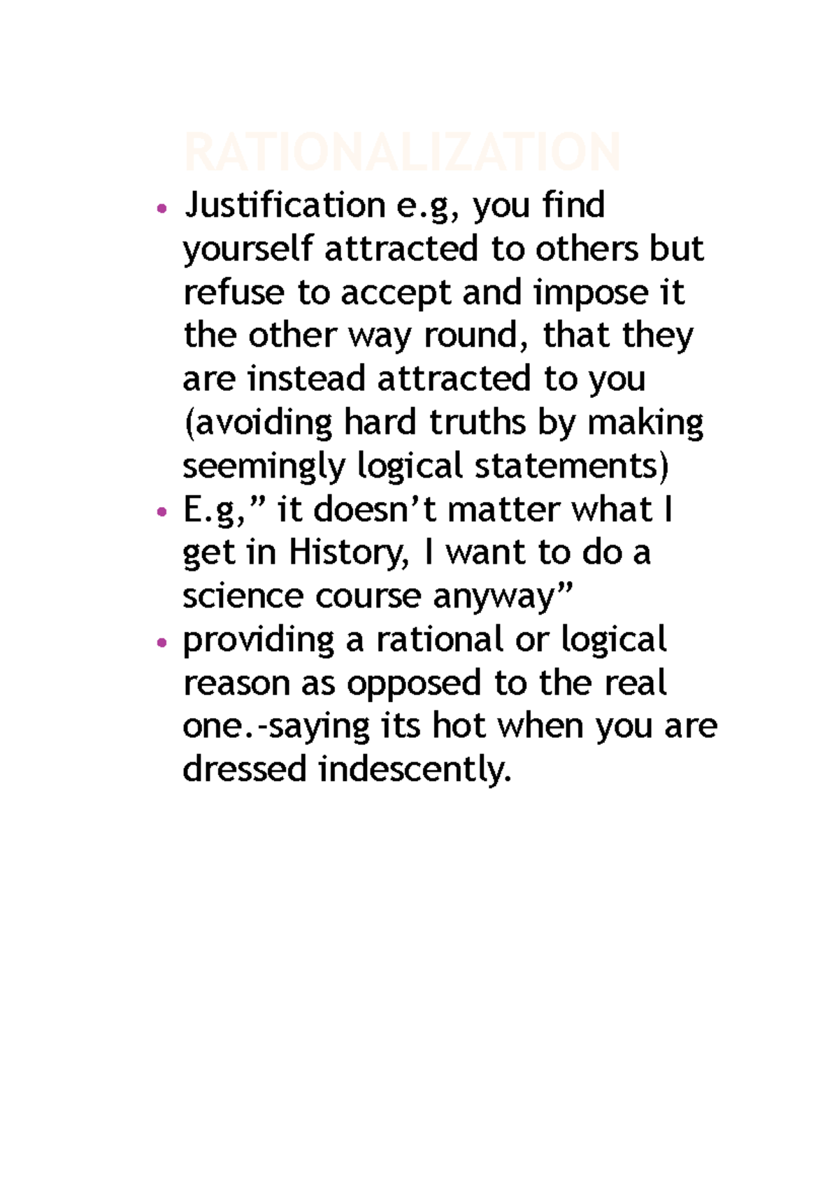 Rationalization - RATIONALIZATION Justification e, you find yourself ...