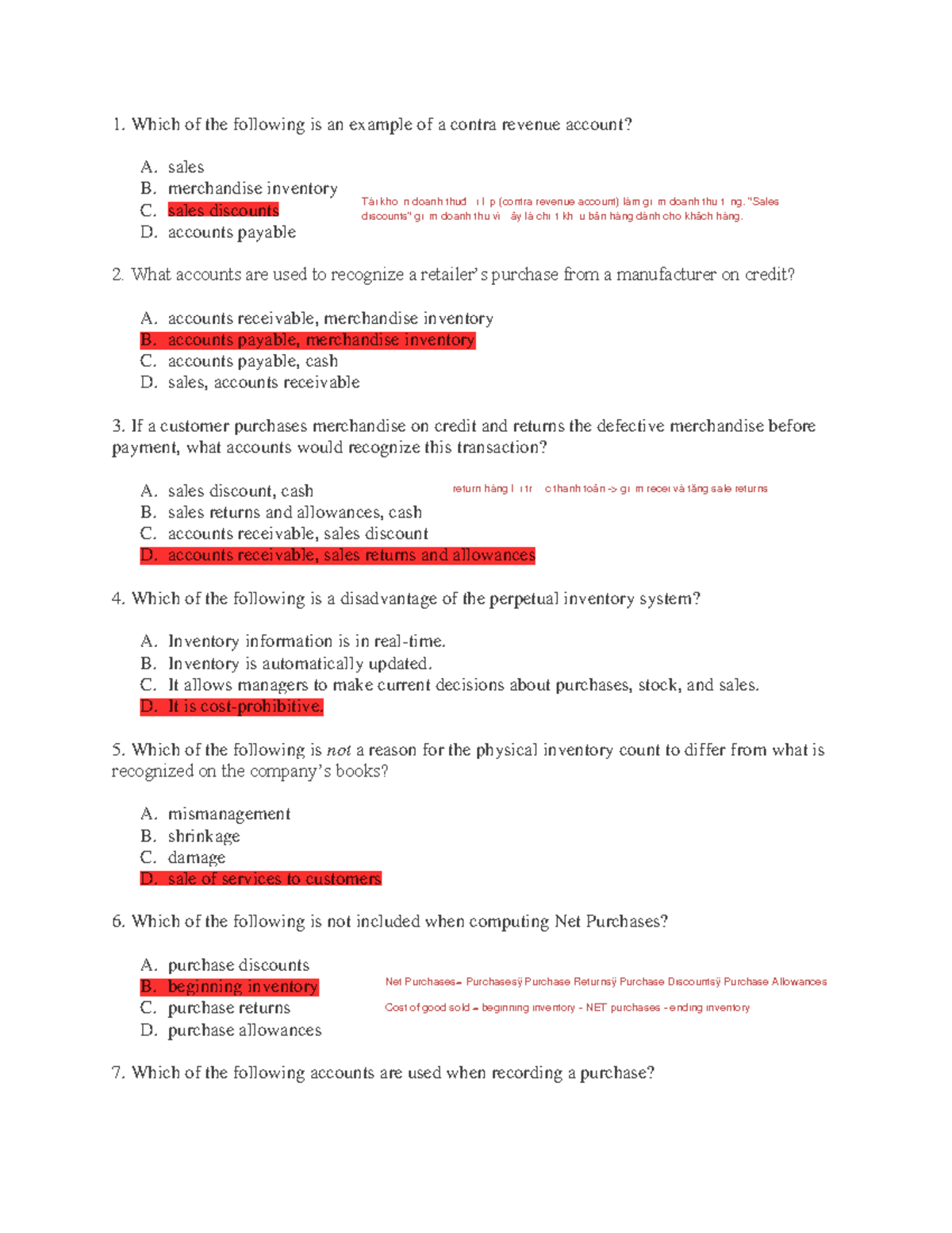 Exercise Chapter 6 Final: Contra Revenue Accounts & Inventory ...