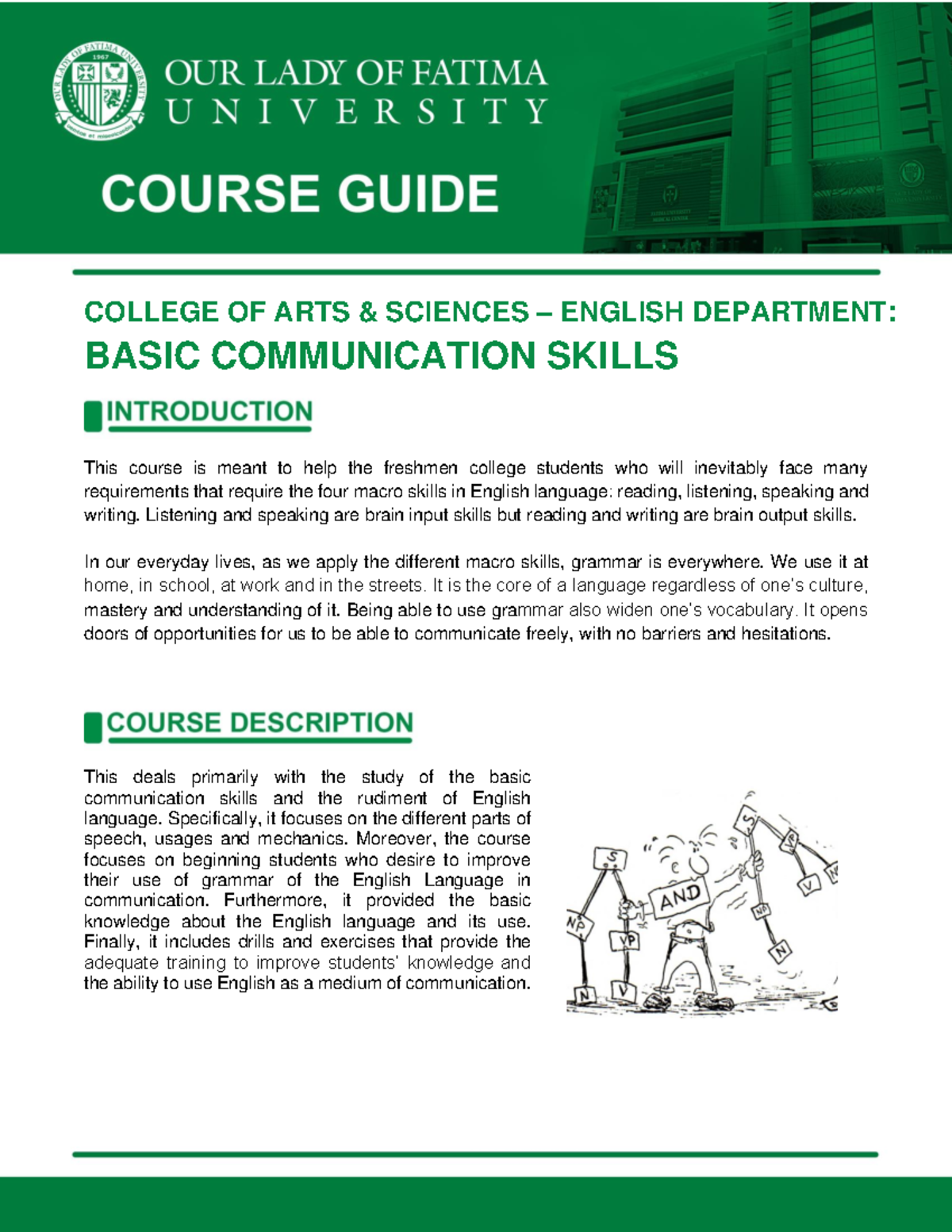 Basic Communication Skills Course Guide ENGL 111: Overview & Objectives ...