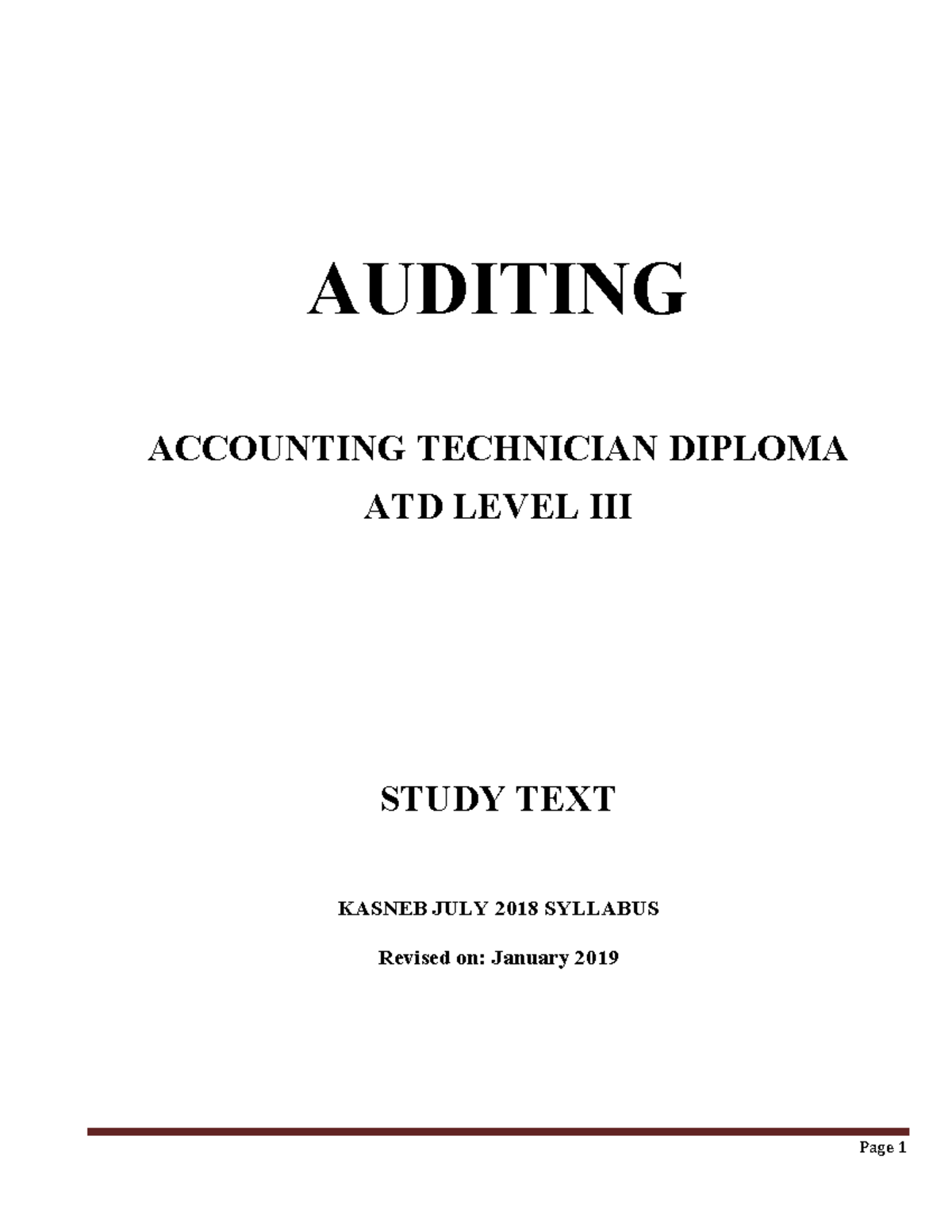Auditing Notes for ATD Level III - Kasneb Syllabus Overview - Studocu