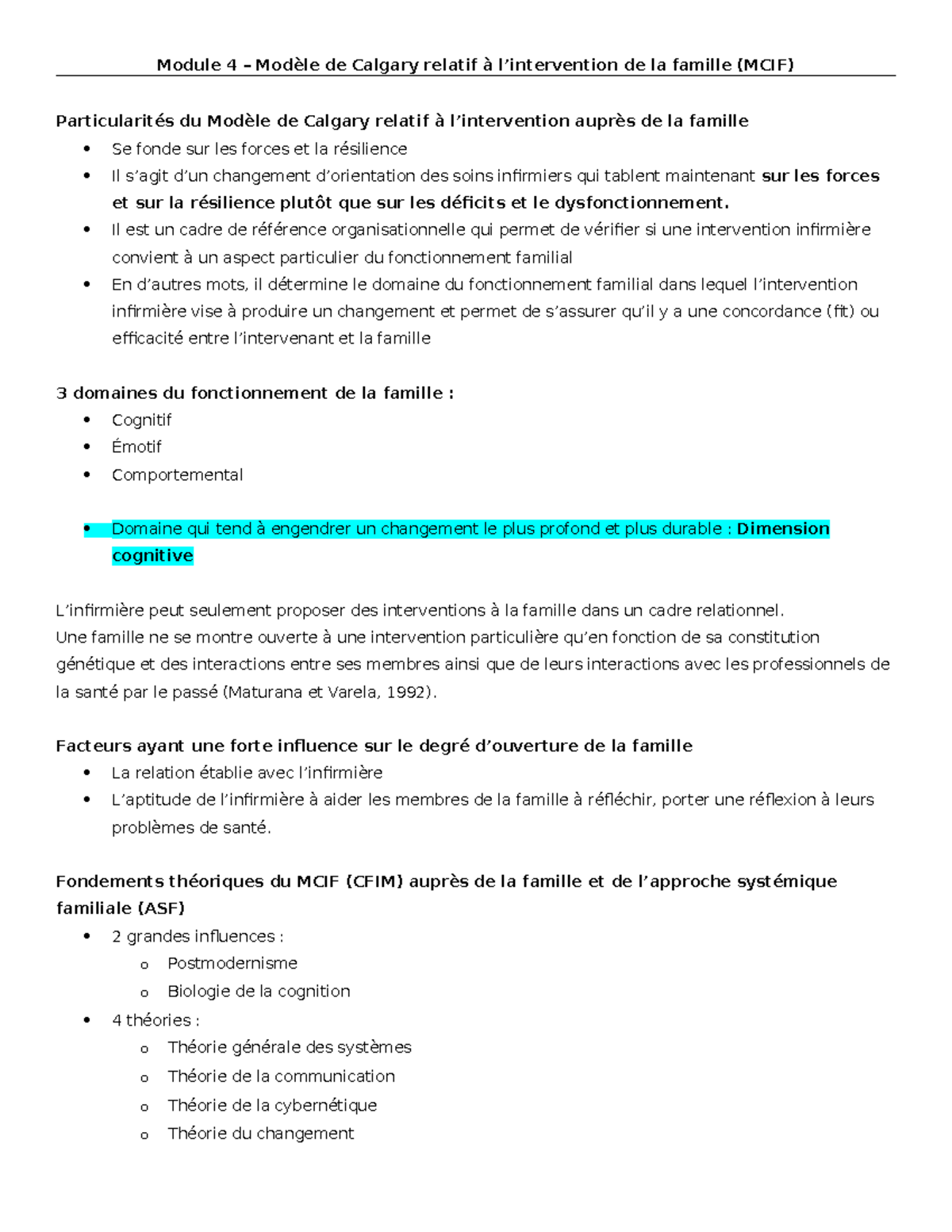 Module 4 : Modèle de Calgary pour l'Intervention Familiale (MCIF) - Studocu