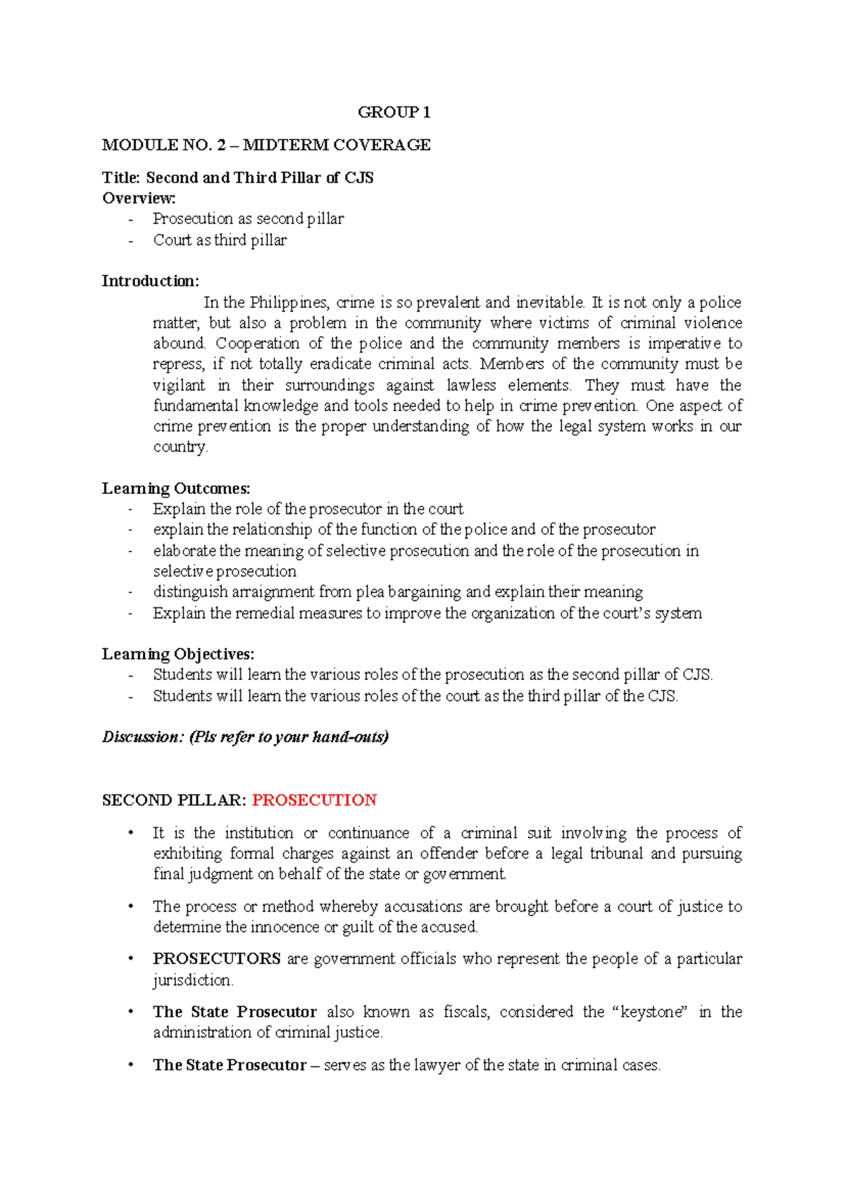 Midterm Exam Review: CJS 101 - Philippine Criminal Justice System - Studocu