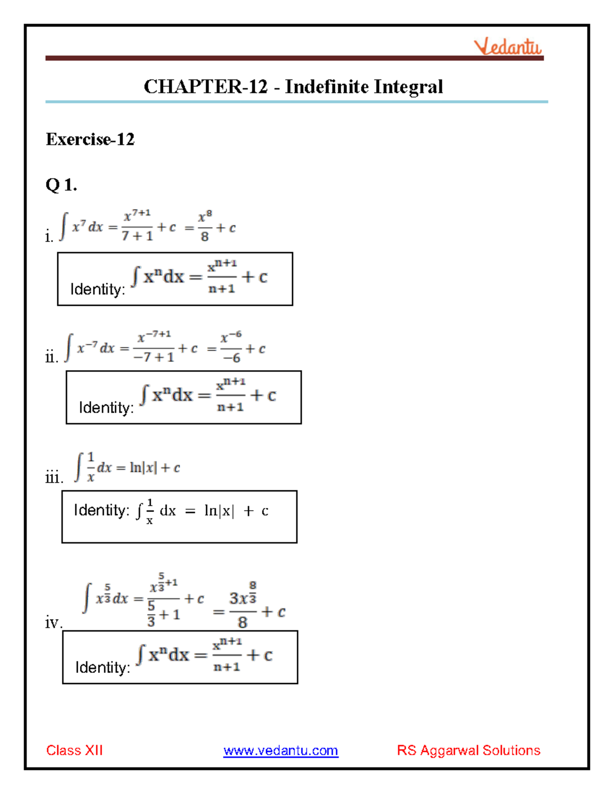 RS Aggarwal Class 12 Solutions Chapter-12 Indefinite Integral - CHAPTER ...
