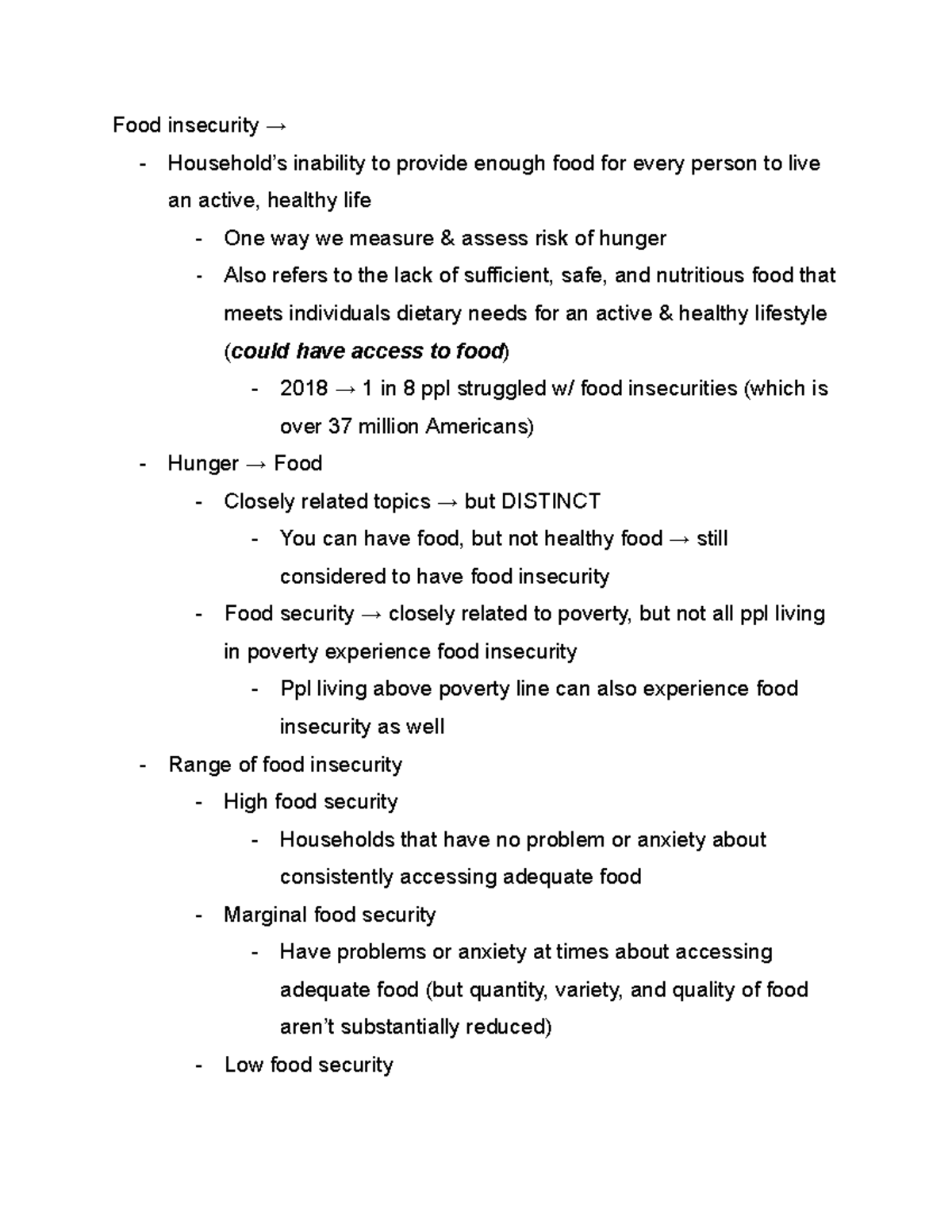 Food Insecurity & Public Health: Impacts on Nutrition & Wellbeing - Studocu