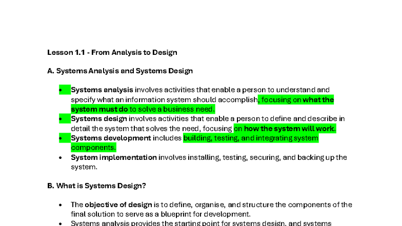 Lesson 1 - INF2011s: From Analysis to Design in Systems Development ...