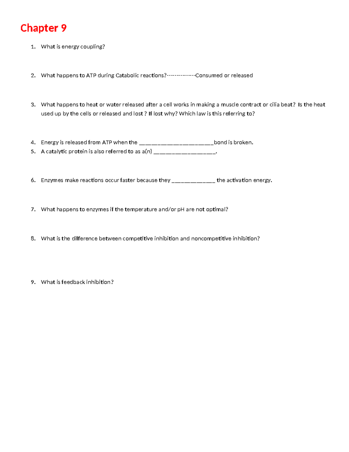 BIO 181 Homework WK6 Ch 9 - Chapter 9 What is energy coupling? What ...