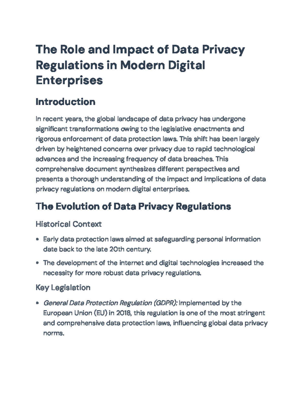 Impact of Data Privacy Regulations on Modern Digital Enterprises - The ...