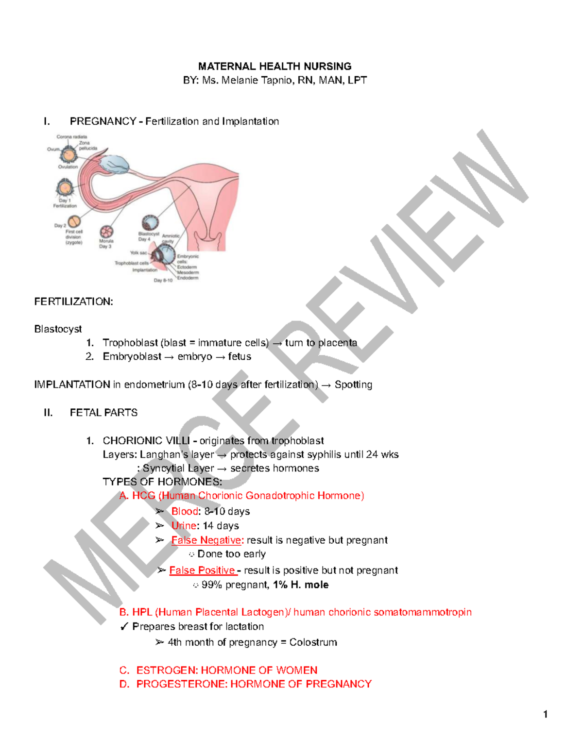 OB Normal 2026: Maternal Health Nursing Notes Day 1 - Studocu