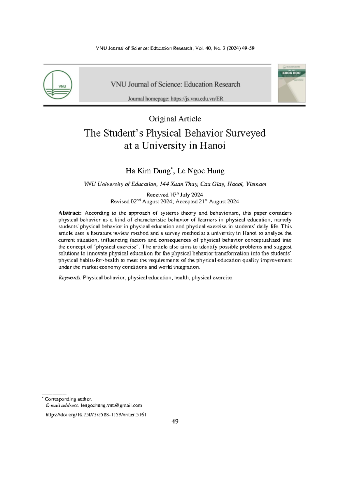 VNU Journal of Science: Education Research, Vol. 40, No. 3 (2024 ...