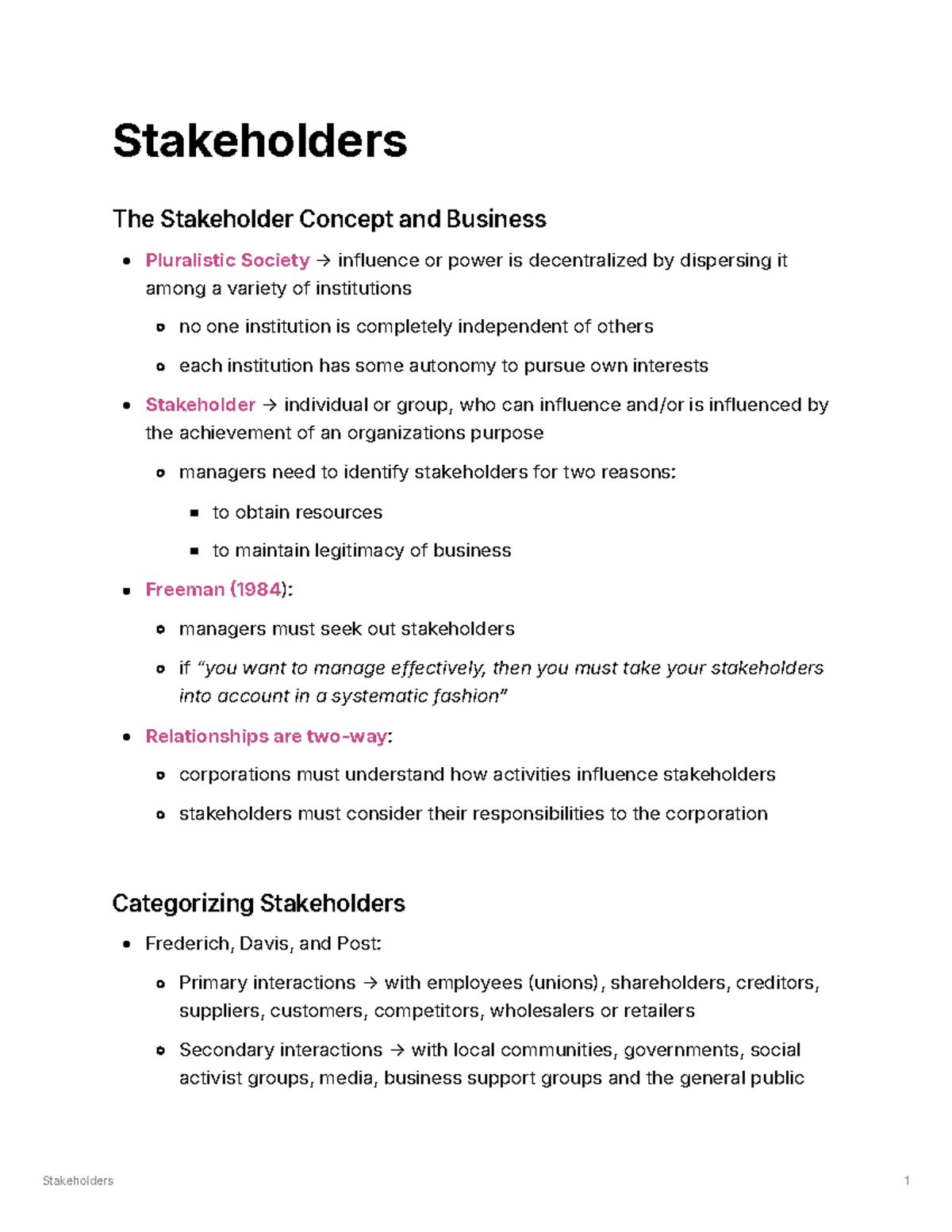 Stakeholders Module 4 - Stakeholders The Stakeholder Concept and ...