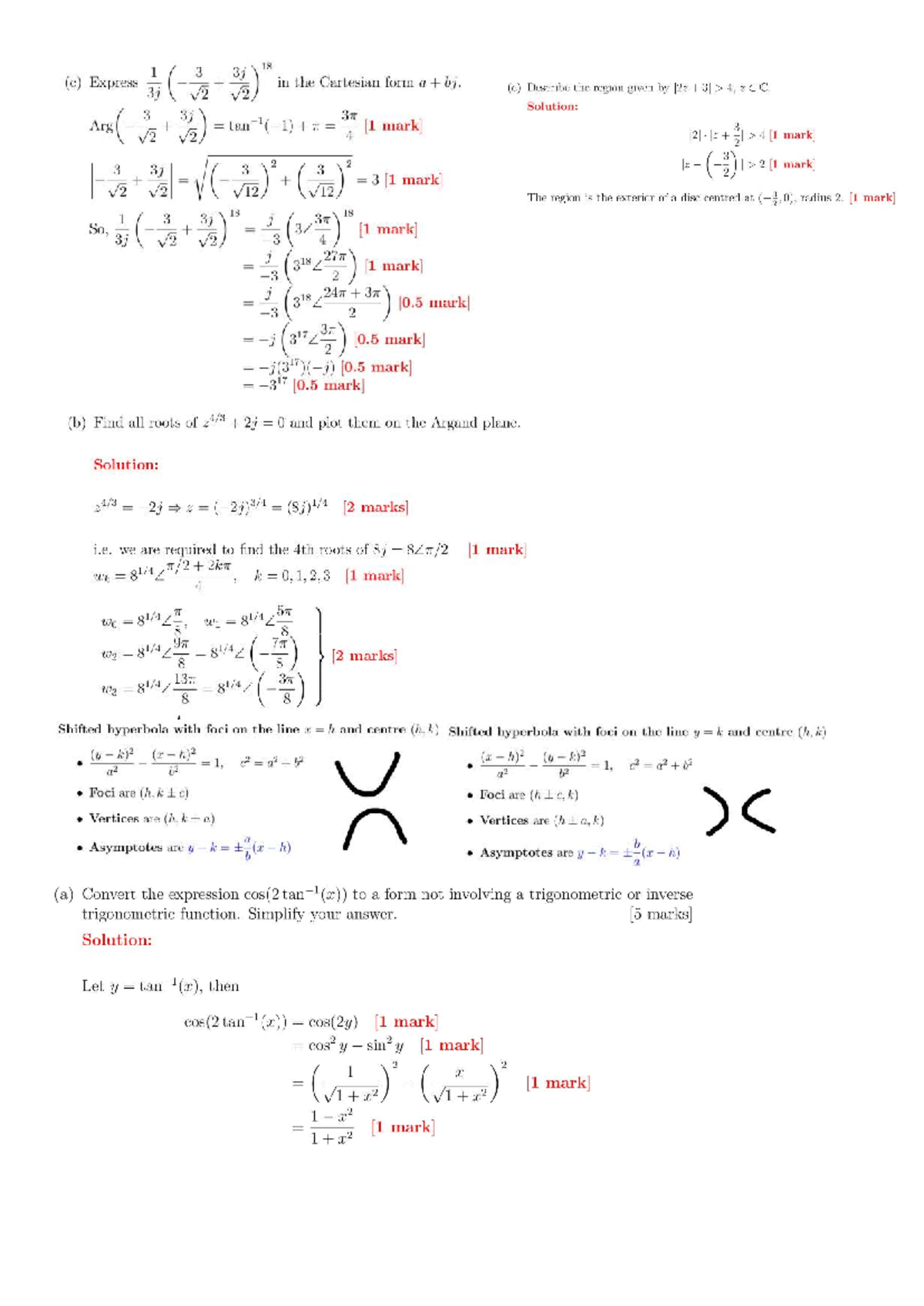 Maths Calc Test 1 Notes: Complex Numbers & Hyperbolas - Studocu