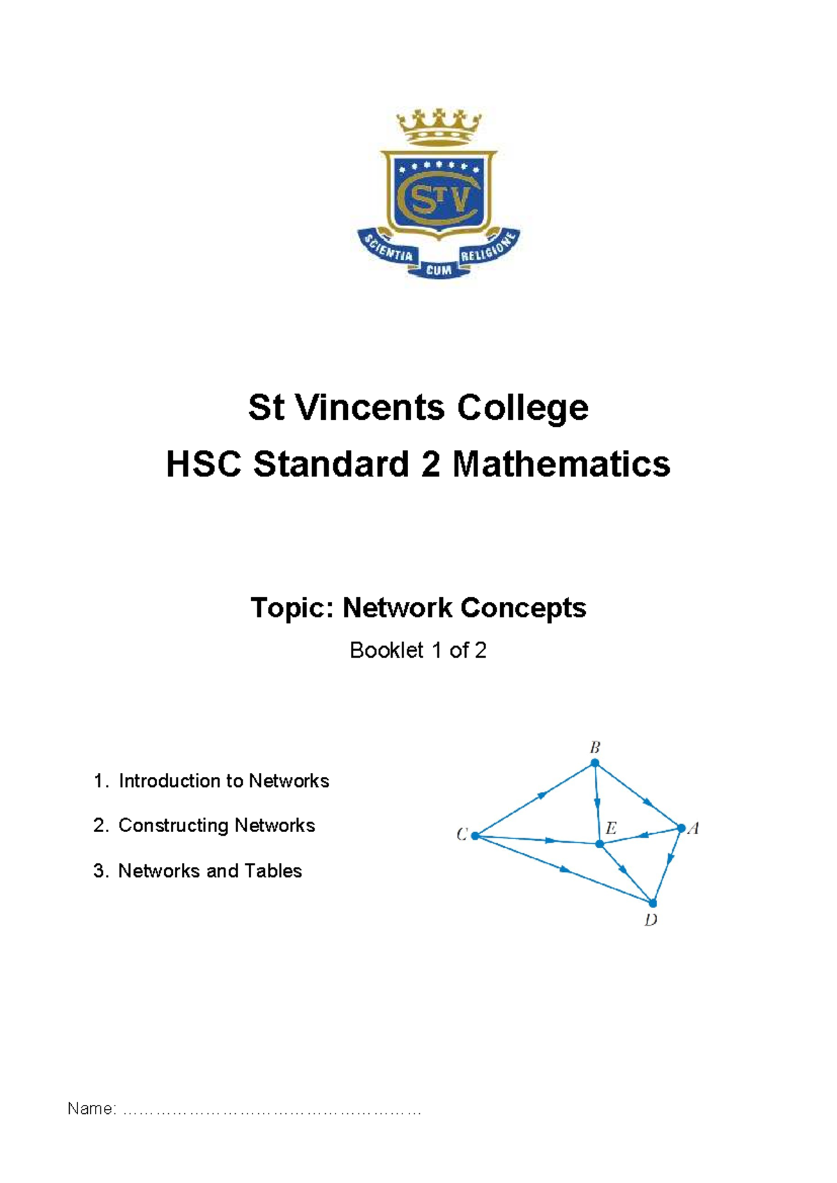 HSC Standard 2 Mathematics: Network Concepts Booklet 1 & 2 - Studocu