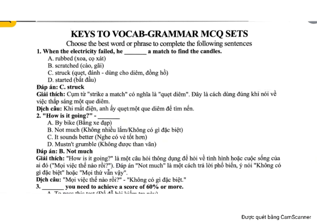 MCQ SETS: Vocabulary and Grammar Practice for English Learners - Studocu