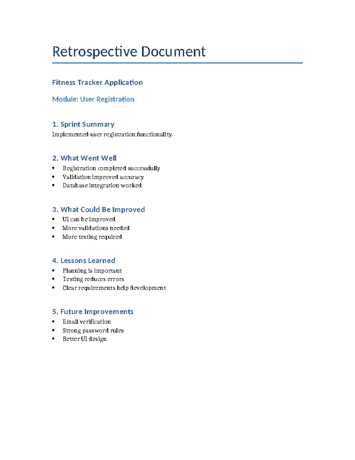 Retrospective Document - Retrospective Document Fitness Tracker ...