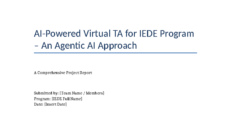 AI-Powered Virtual Teaching Assistant for IEDE Program Report - Studocu