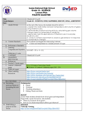 Science 10 Lesson Plan: Understanding Gas Laws and Proportionality ...