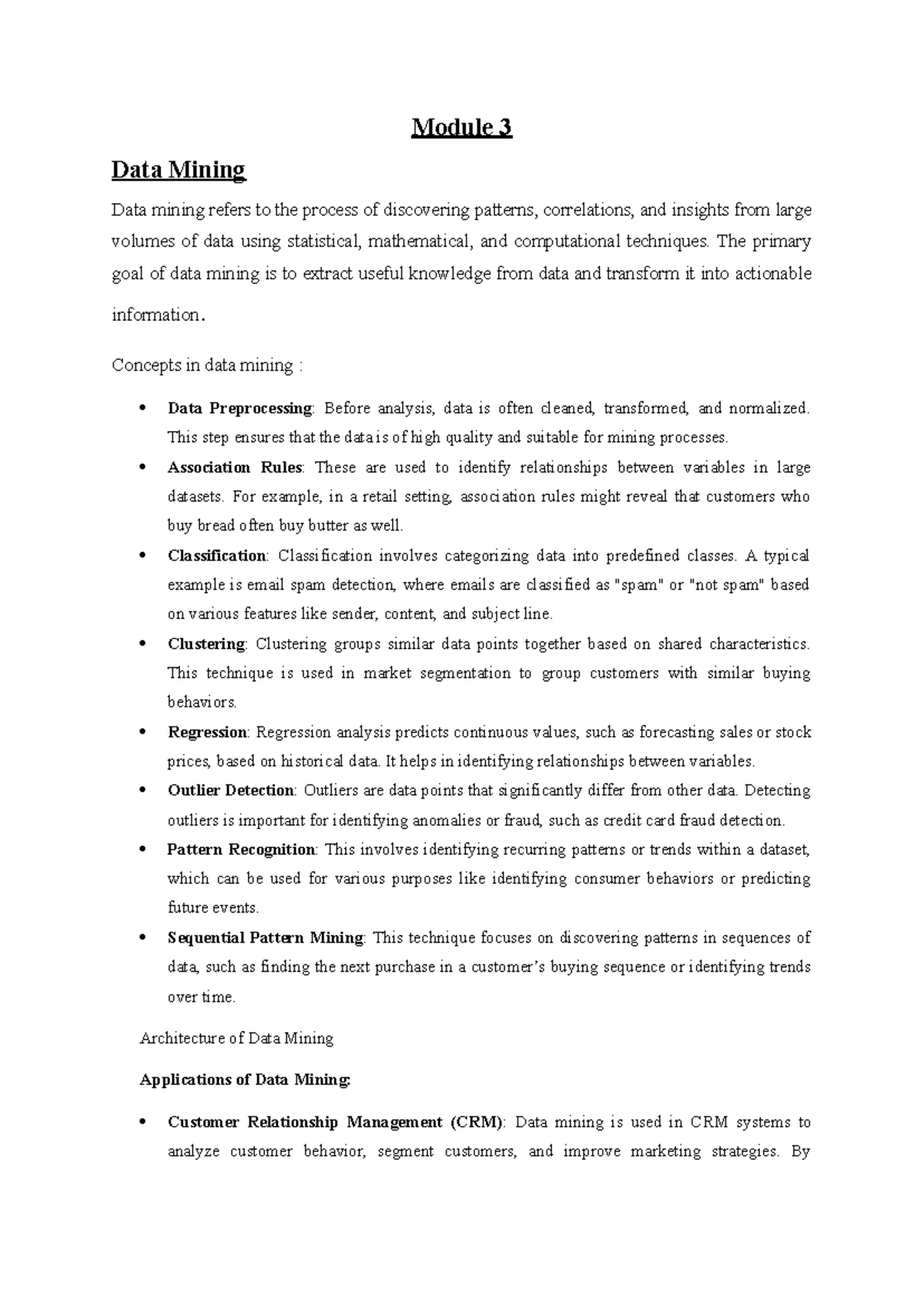 ISS - Module 3 - Data Mining Concepts and Applications Notes - Studocu