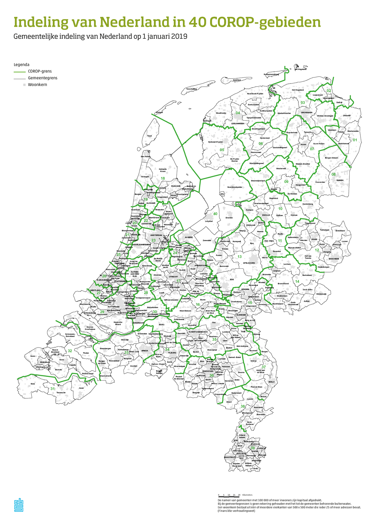 2019 OV12 Kaart: Indeling van Nederland in 40 COROP-gebieden - Studeersnel
