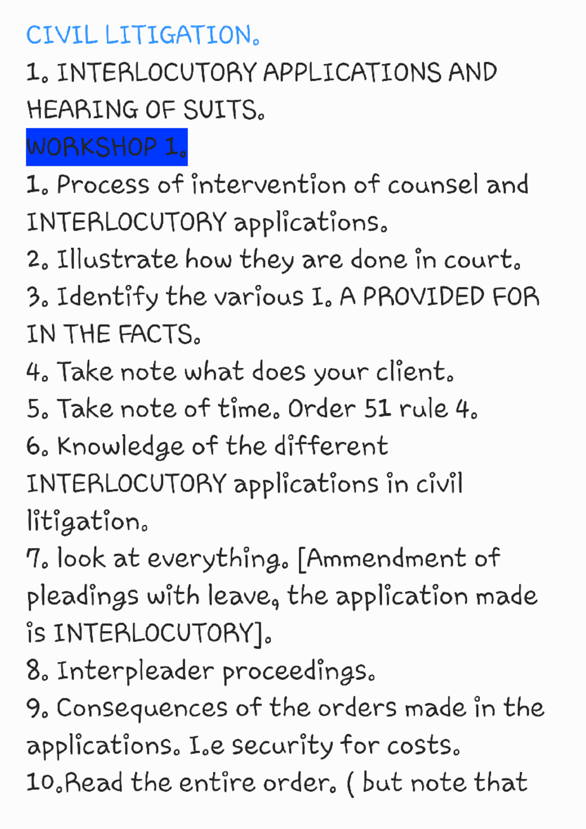 CIVIL LITIGATION: Interlocutory Applications & Hearing Workshop 1 - Studocu