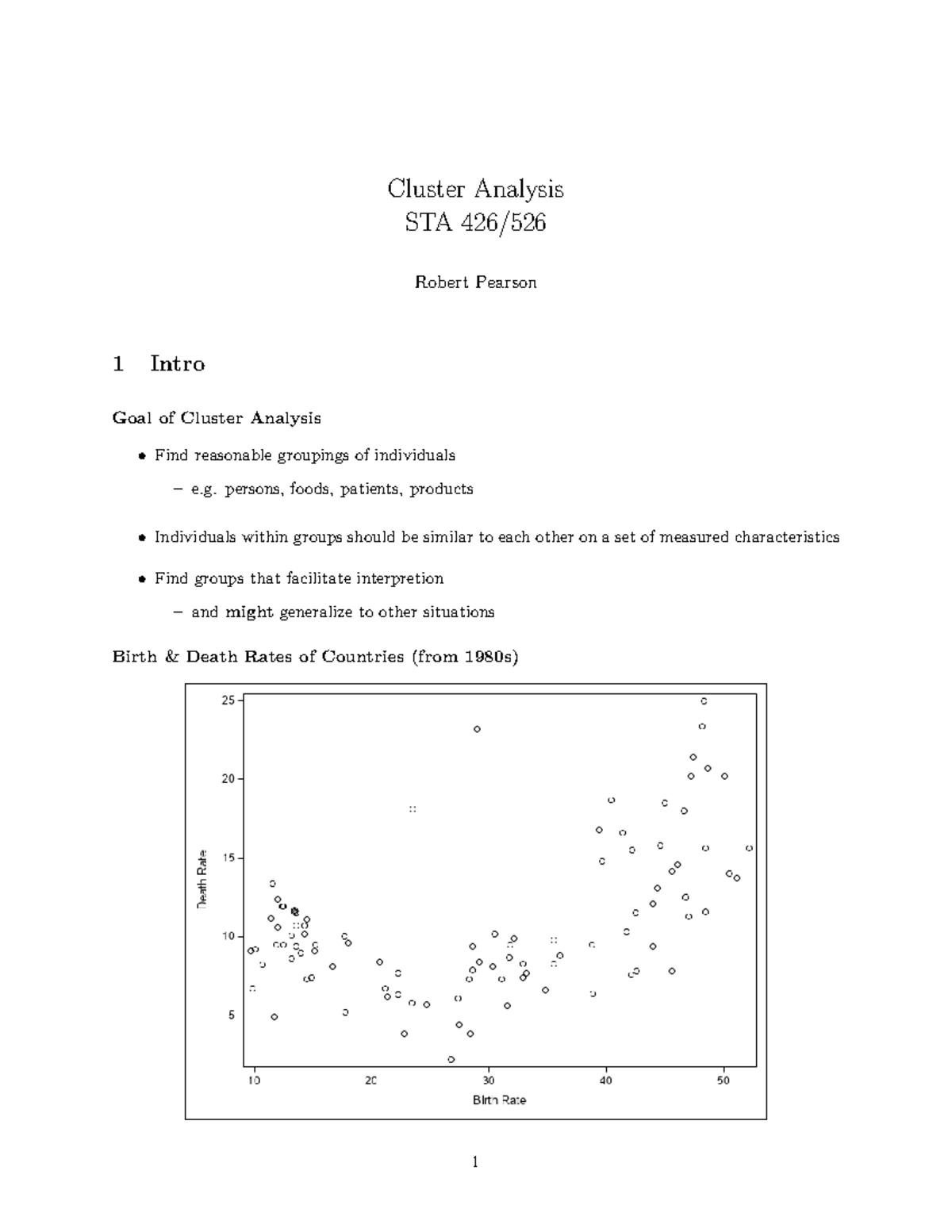 Cluster Analysis Techniques in SAS (STA 426/526) - Cluster Analysis STA ...
