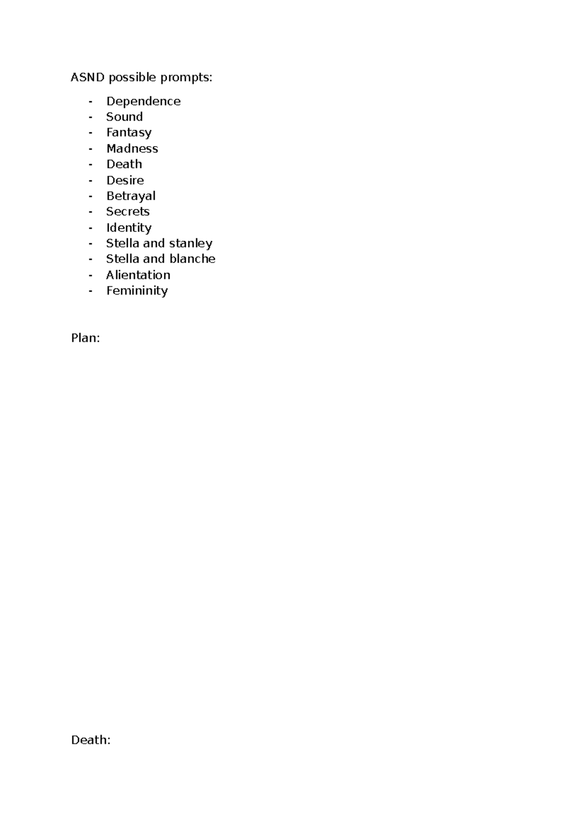 ASND Essay Prompts: Exploring Death, Identity, and Decay Themes - Studocu