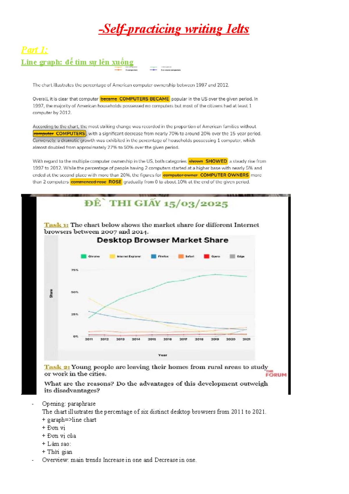Practice Writing - IELTS: Analyzing Graphs and Charts - Studocu
