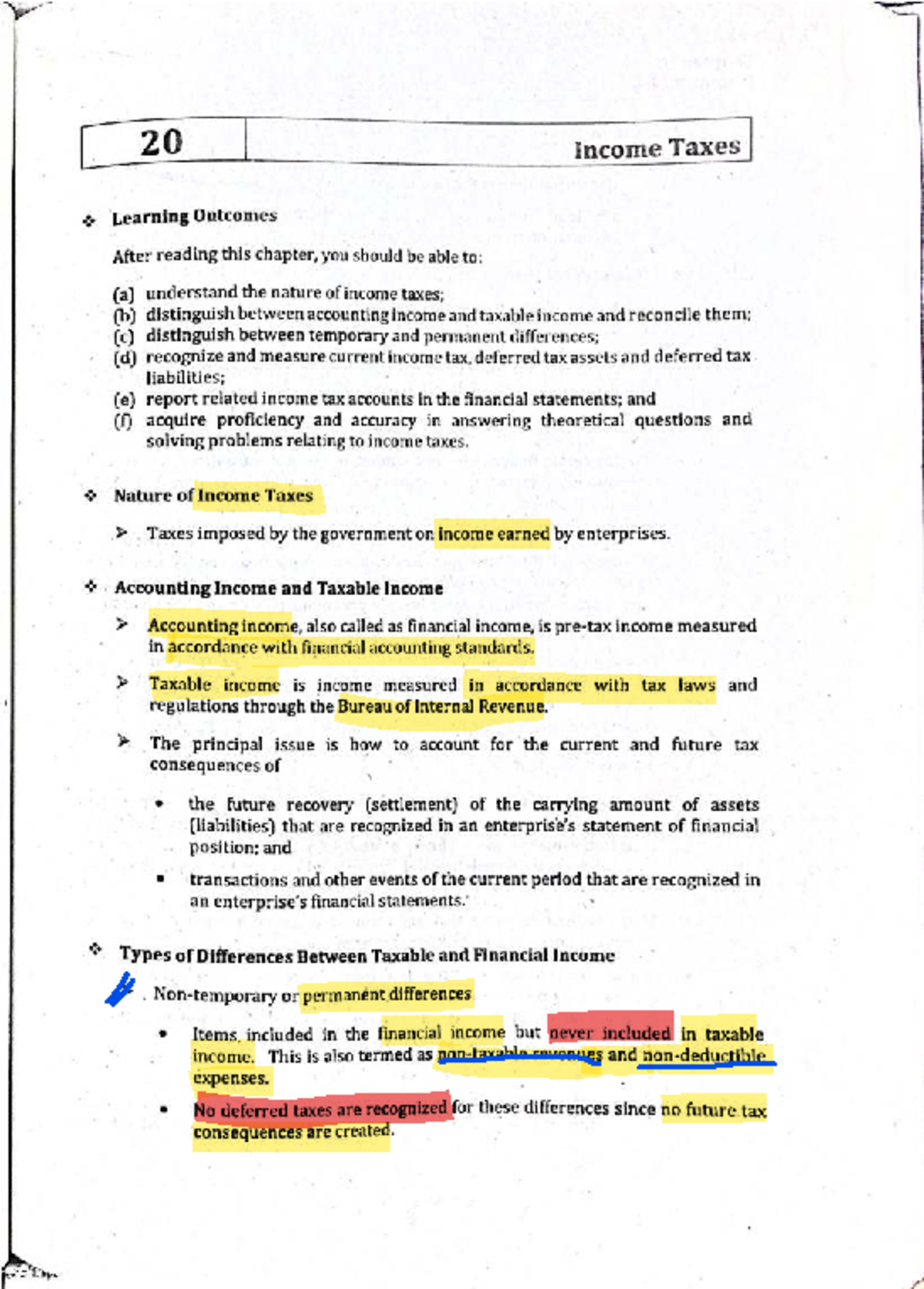 Chapter 20: Income Taxes Learning Outcomes and Key Concepts - Studocu