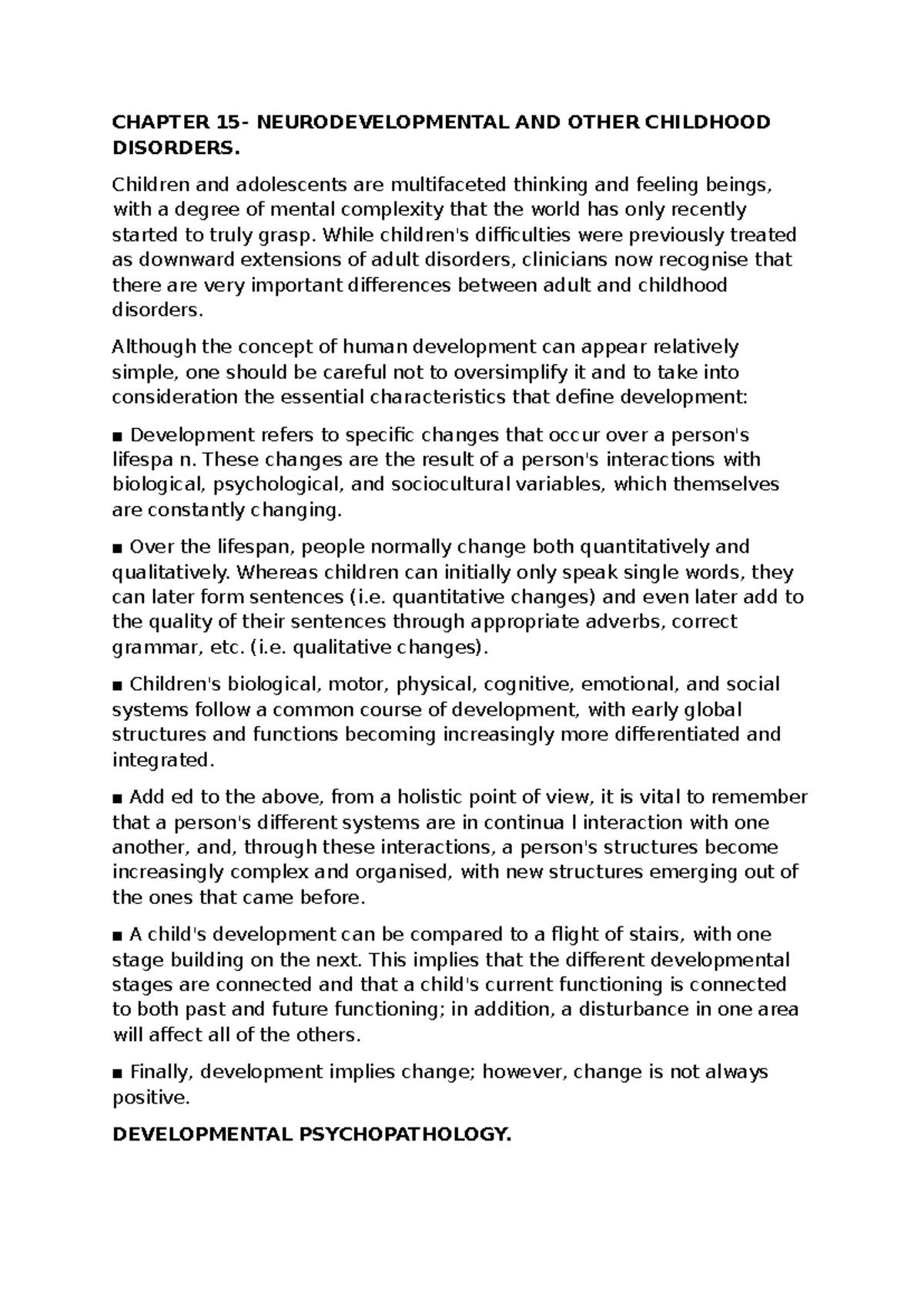 Chapter 15: Neurodevelopmental & Childhood Disorders Overview - Studocu