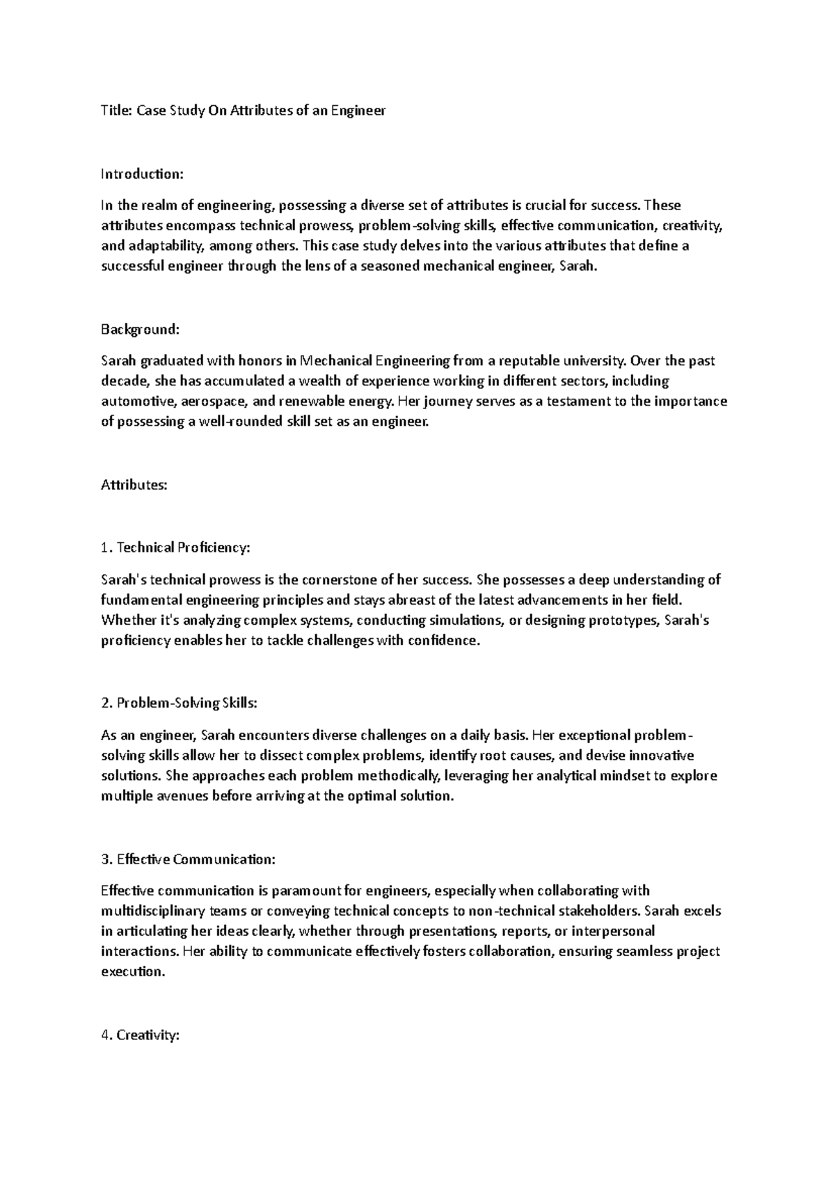 Poe3 - Case Study on Engineer Attributes and Skills - Studocu